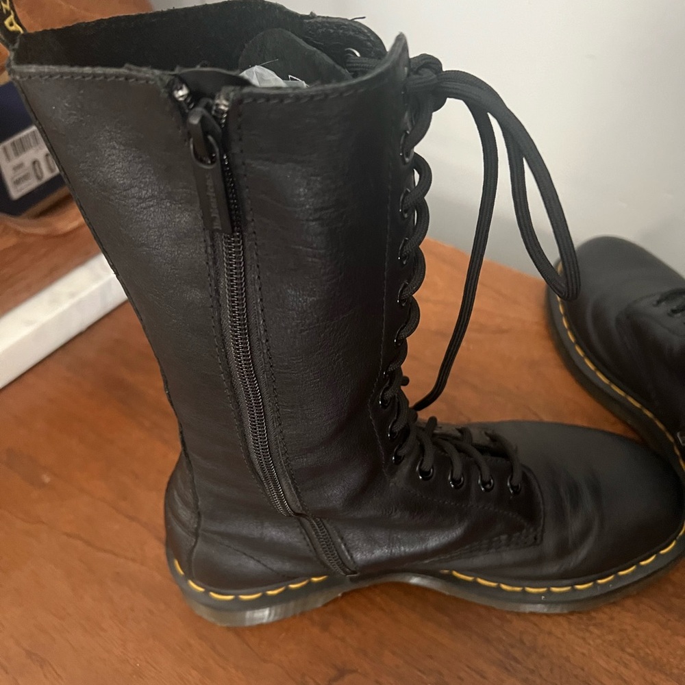 Doc Martens Black Leather Lace-Up Boots - Picture 3 of 7